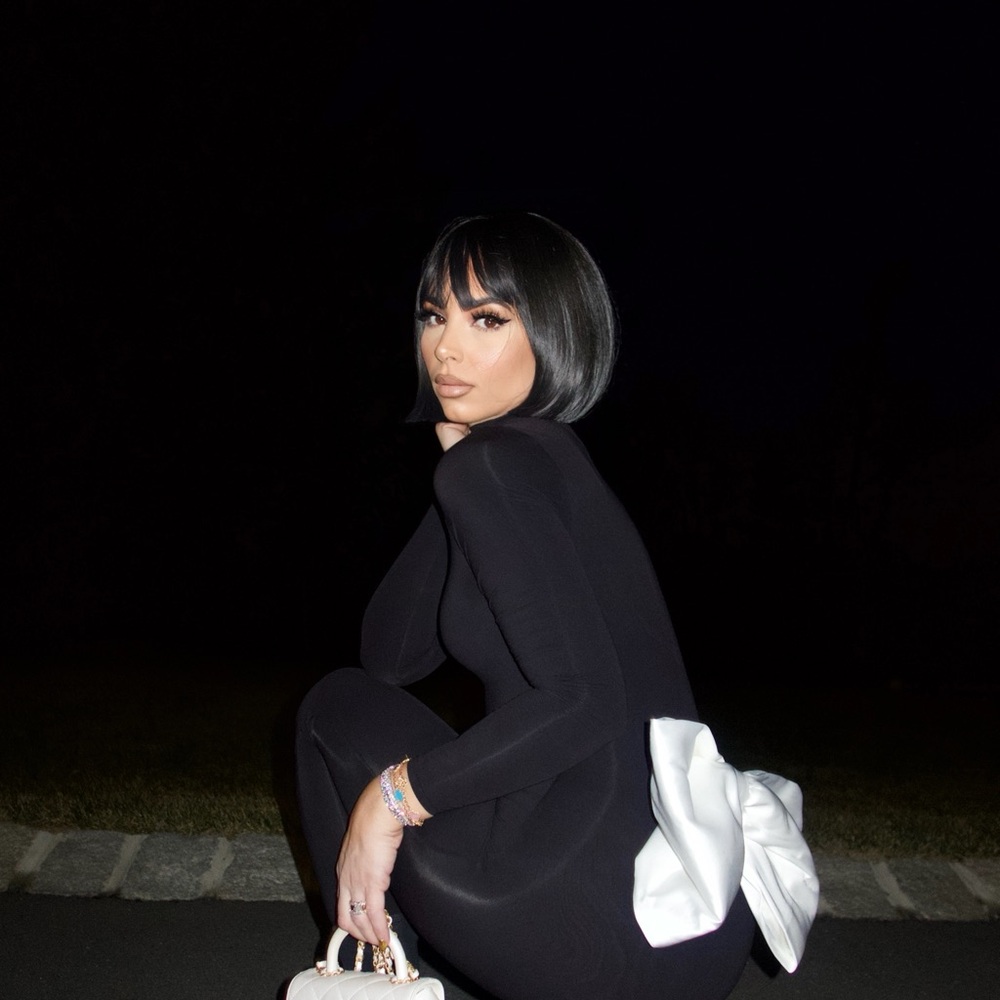 Naked Wardrobe Black Jumpsuit with White Bow